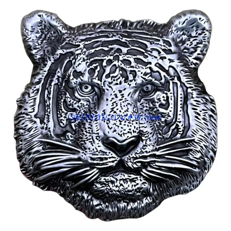 E21F MultiPurpose Tigers Head Belt Buckle Metallic Carved Belt Clasp For Casual Wear