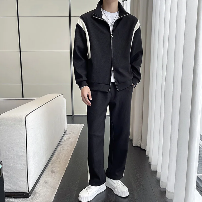 2023Pants Men Streetwear 2PCS Sets Jacket Male Sportswear Fashion Hip Hop Loose Casual Coat Trousers Tracksuits Joggers