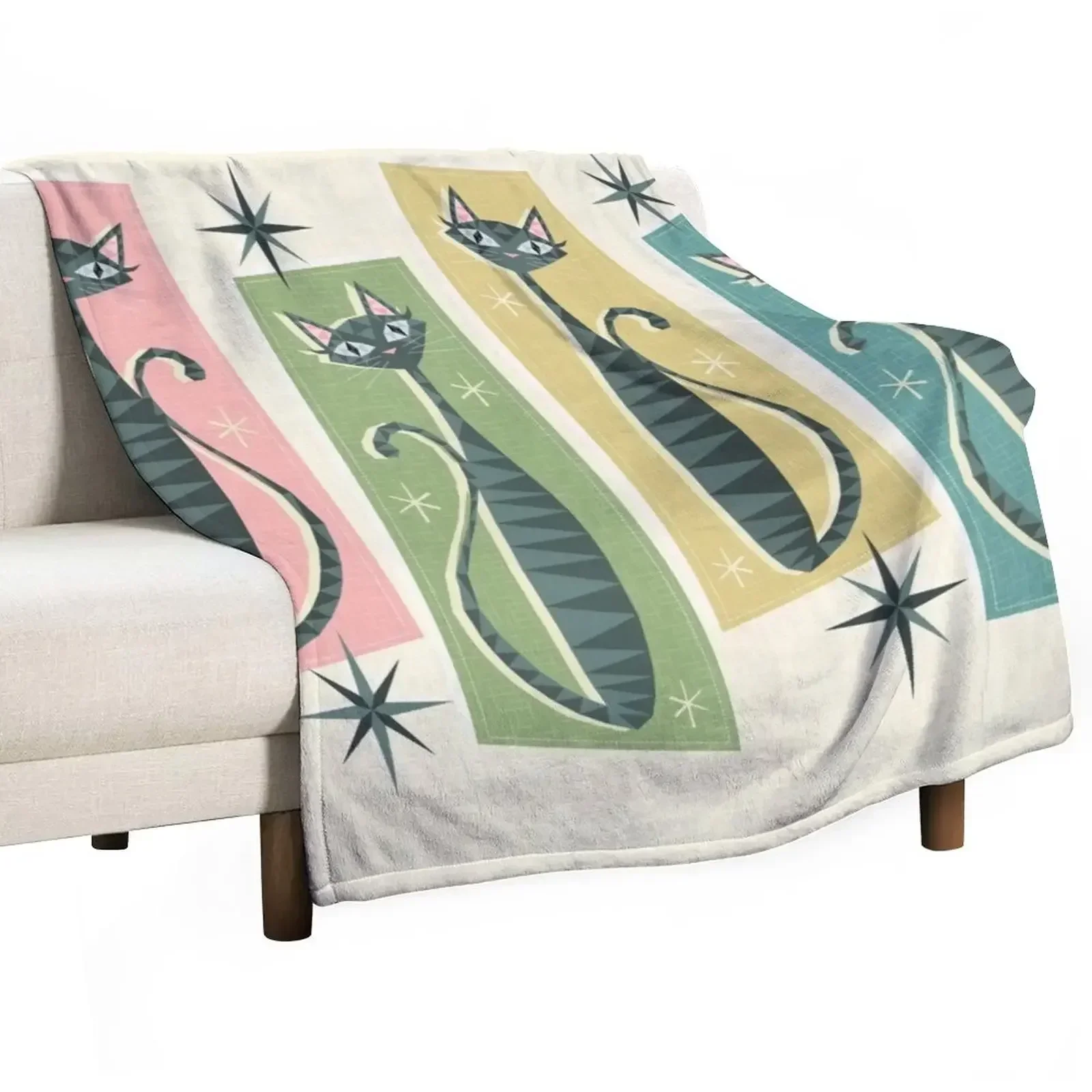 

Retro Patchwork Tabbies studioxtine Throw Blanket Heavy Flannels Single Blankets