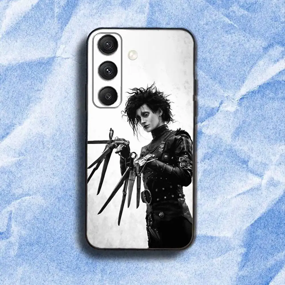 حافظة هاتف E-Edward S-Scissorhands لهاتف سامسونج S 25,24,23,22,30,21,10,9,Ultra,Plus,Lite,FE,4,5G حافظة ناعمة سوداء