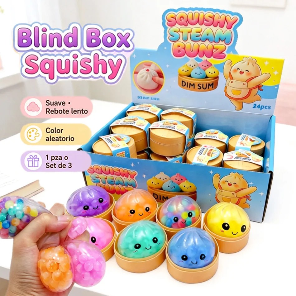 Color Bead Dumpling Squishy Blind Box, Ultra Rare Color Version, Popping Bead Face Soft Stress Relief Toy
