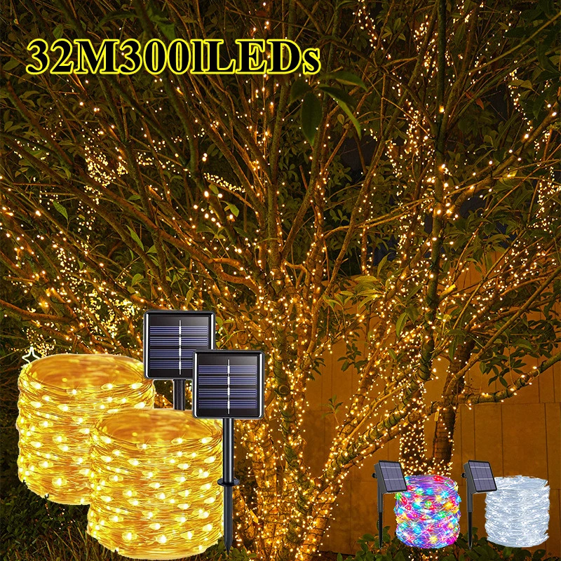 

32M Solar LED Light Outdoor Garden Fairy Light String Waterproof Copper Wire Lamp Christmas Wedding Party Home Decor Solar Light