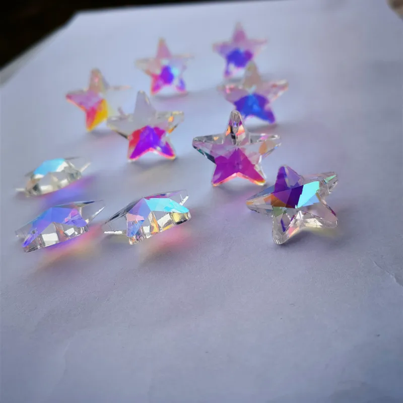 Hot Selling 50pcs Rainbow 26mm Crystal Shiny Star Sunshine Collection Crystal Suncatcher Ornaments Christmas Tree Diy Decoration