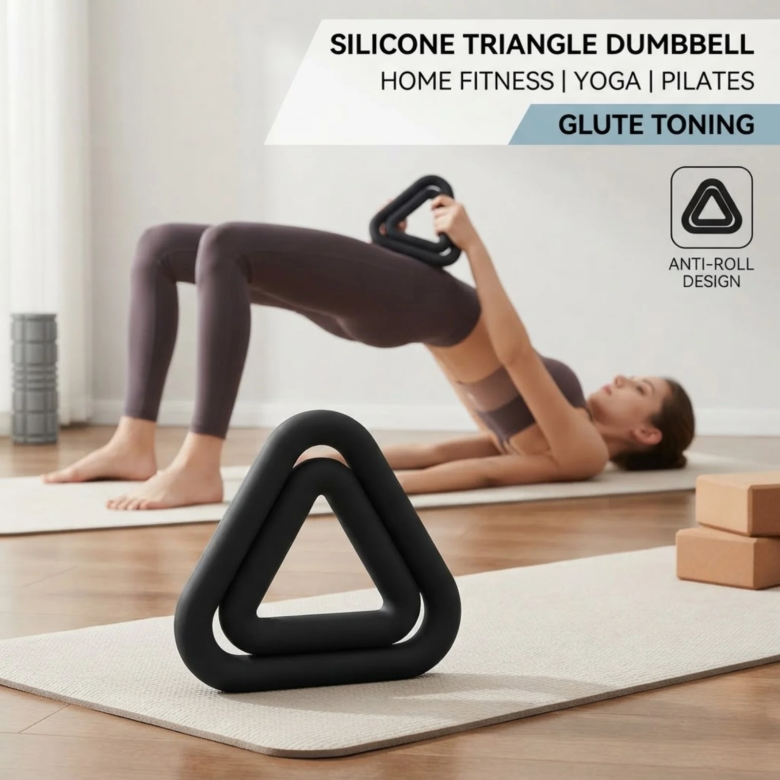 Silicone Iron Dumbbell Smooth Surface Triangular Design with Rounded Corners Hollow Weight for Home Fitness And Mindful Training