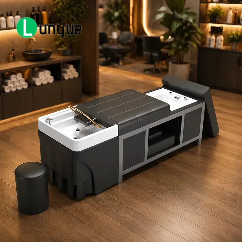 Multifunctional Electric Foot Bath Shampoo Bed with Water Circulation Steam Therapy Massage Stainless Steel Frame for