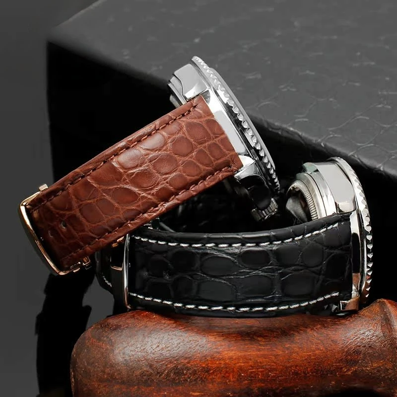 Two sided Crocodile Skin leather strap 19 20 22mm For Omega Maurice Lacroix Tissot Longines TAG heuer watch band men accessories