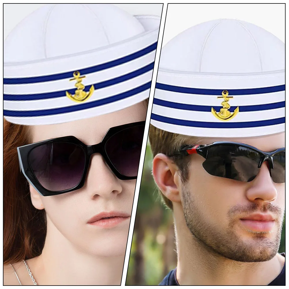 

2pcs Sailor Hat Sea Captain Costume Hats for Men Women Cosplay Stage Boat Party Durable Polyester Lightweight Captain Hat Props