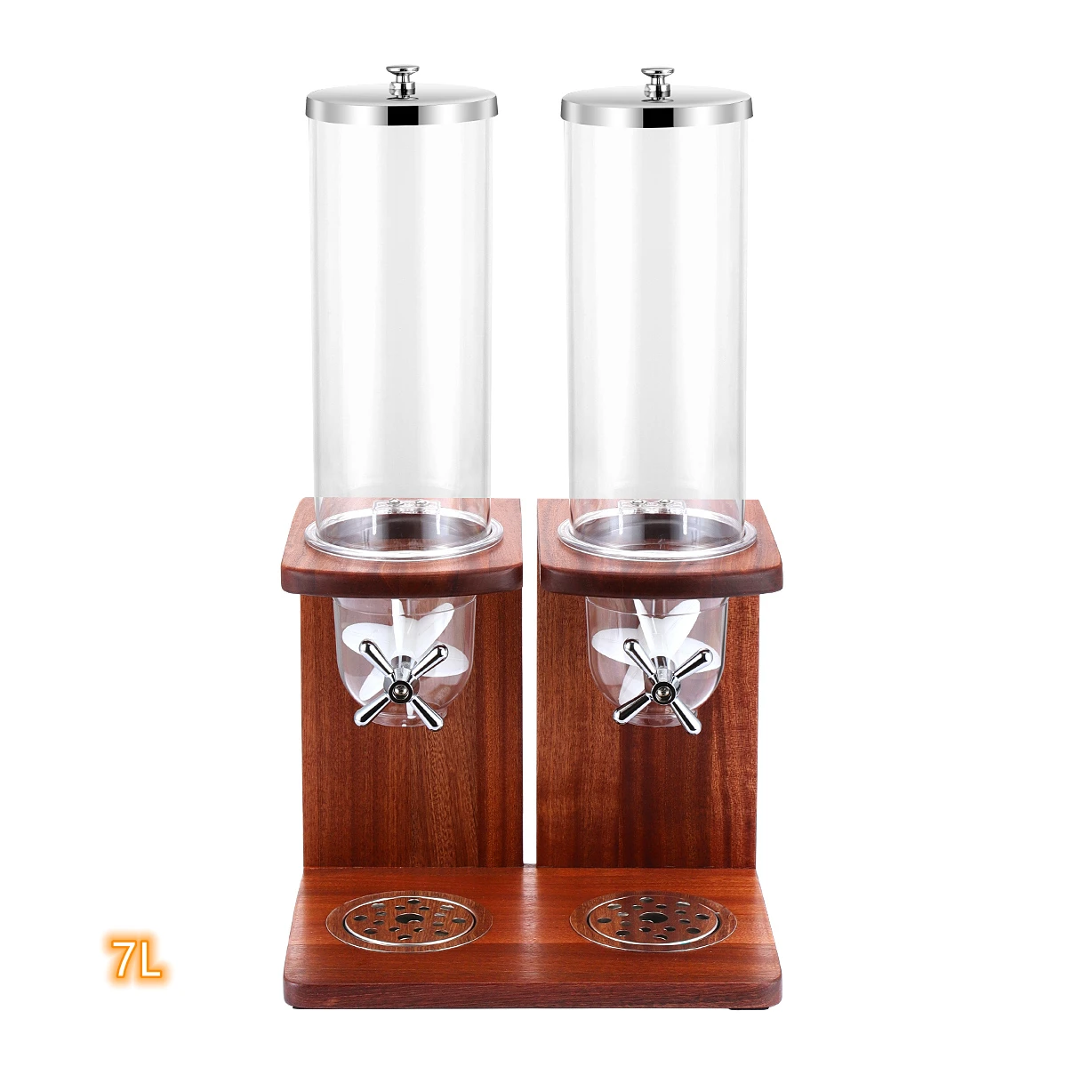 

Indispensable Dual Tank 7 Litres Wooden Plastic Dry Food Dispenser Canister Candy Nuts Granola Cereal Dispenser