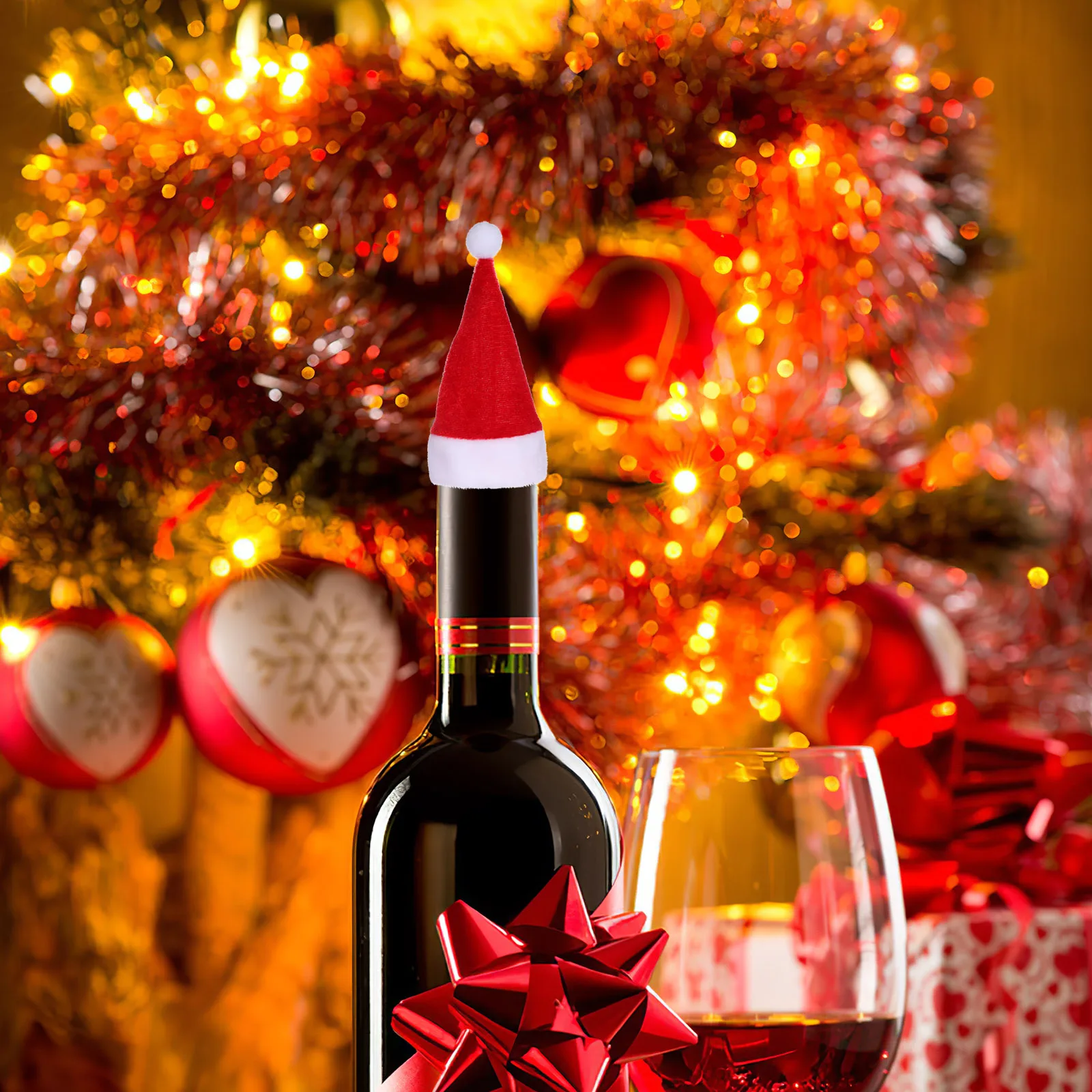 

12 Pcs Christmas Crafts Decorations Lollipop Hat Miniature Santa Small Decorative