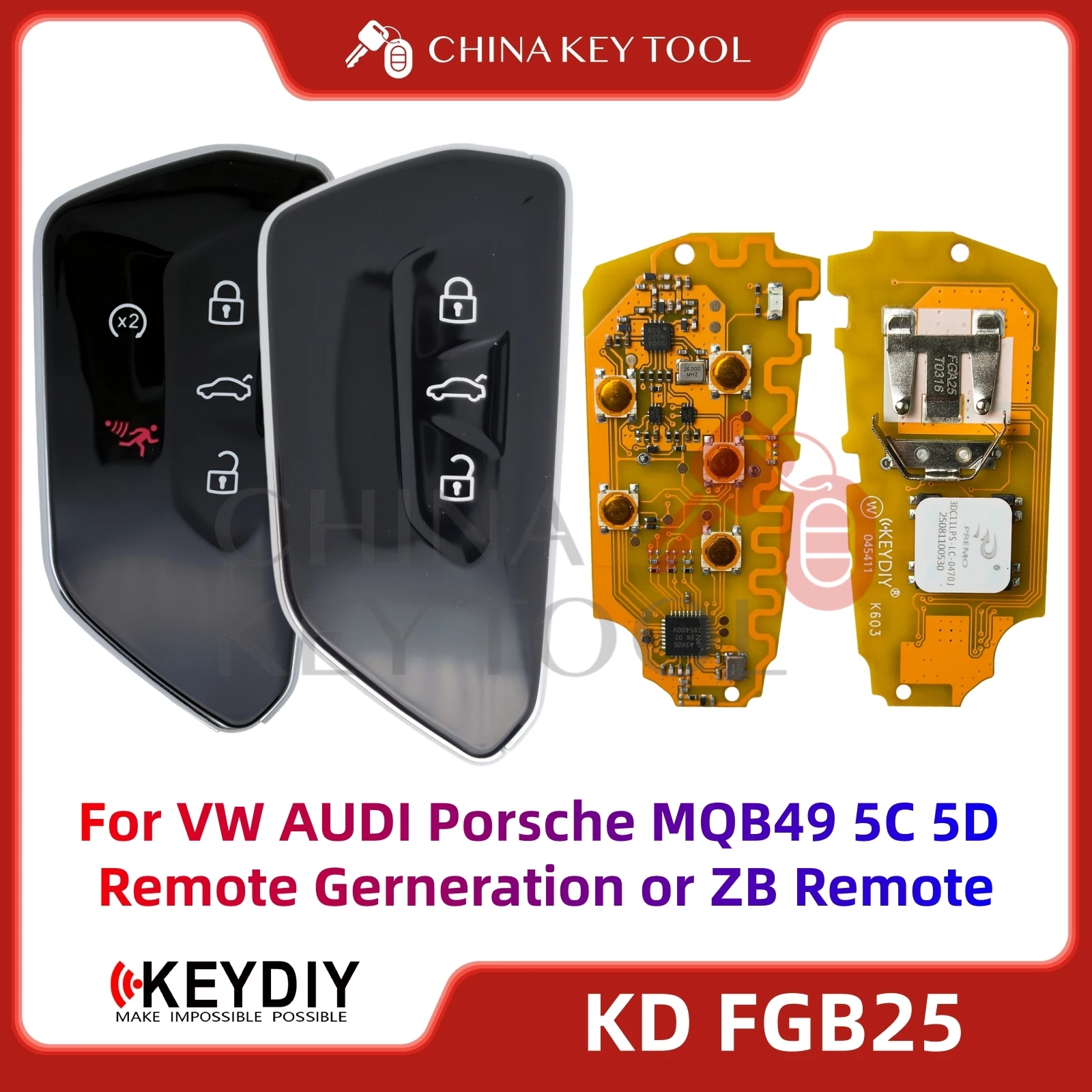 

KEYDIY KD FGB25-5 PCB Key Board used for ZB Remote for VW Audi Porsche MQB49 5C 5D Remote Gerneration
