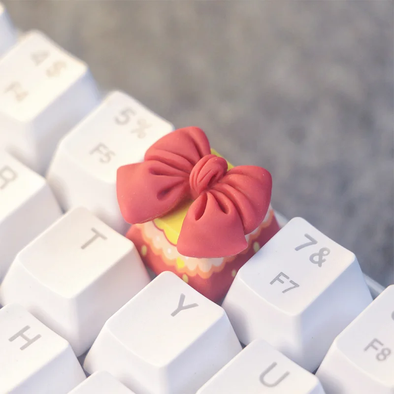 Personalized handmade Gift decoration Red Bow Single piece keycaps  for MX axis mechanical keyboard keycaps