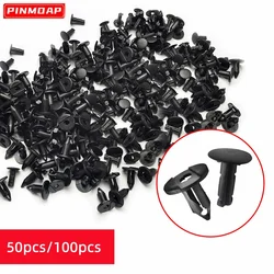 50/100PCS Car Fastener Clip fit 8mm Hole Plastic Rivets Fasteners Screw Car Bumper Fender Black Rivet for Kia Toyota Nissan VW