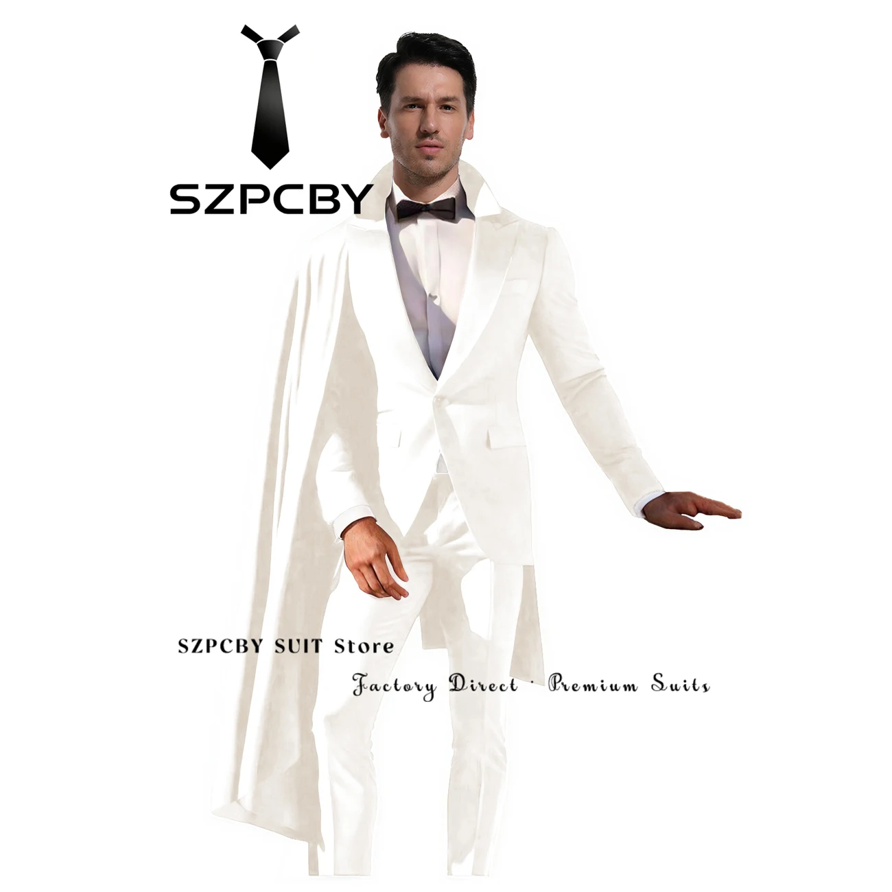 Men's Fashion 2-Piece Suit with Cape Shawl Lapel 1-Button Prom Suit for Men