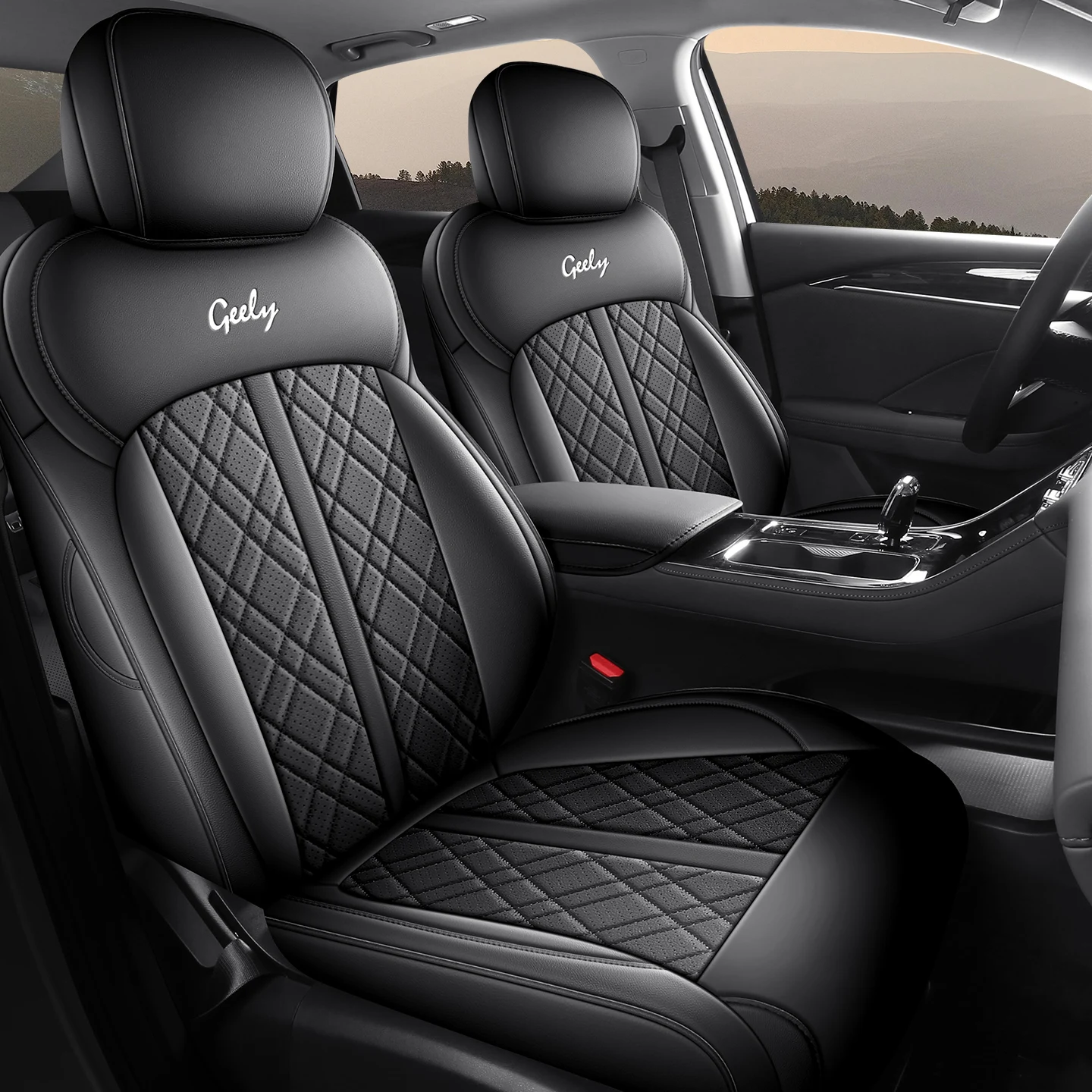 5 Seats Full Surround Leather Car Seat Covers Fit All New Geely Emgrand 2026 Fifth Gen Waterproof Anti-slip Seat Protector