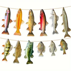 Fishing Birthday Party Decorations, Gone Fishing Party Supplies Sunfish Trout Bass Fishing Banner for Adults Retirement Deco