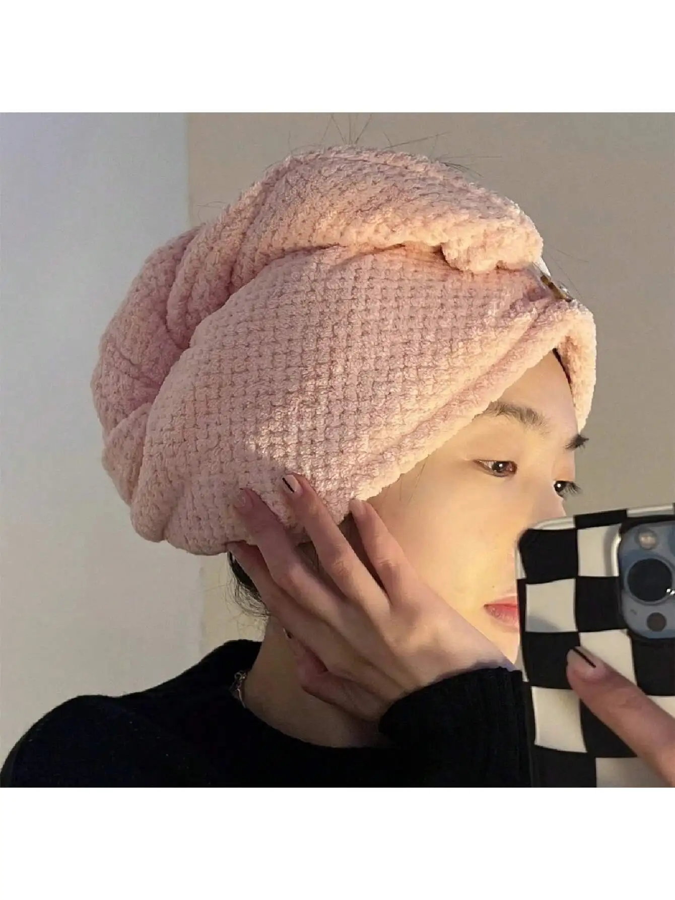 

1pc Pink Hair Towel Wrap - Super Absorbent Microfiber Turban, Fast Drying & Gentle for Women, Lightweight Hair Towel