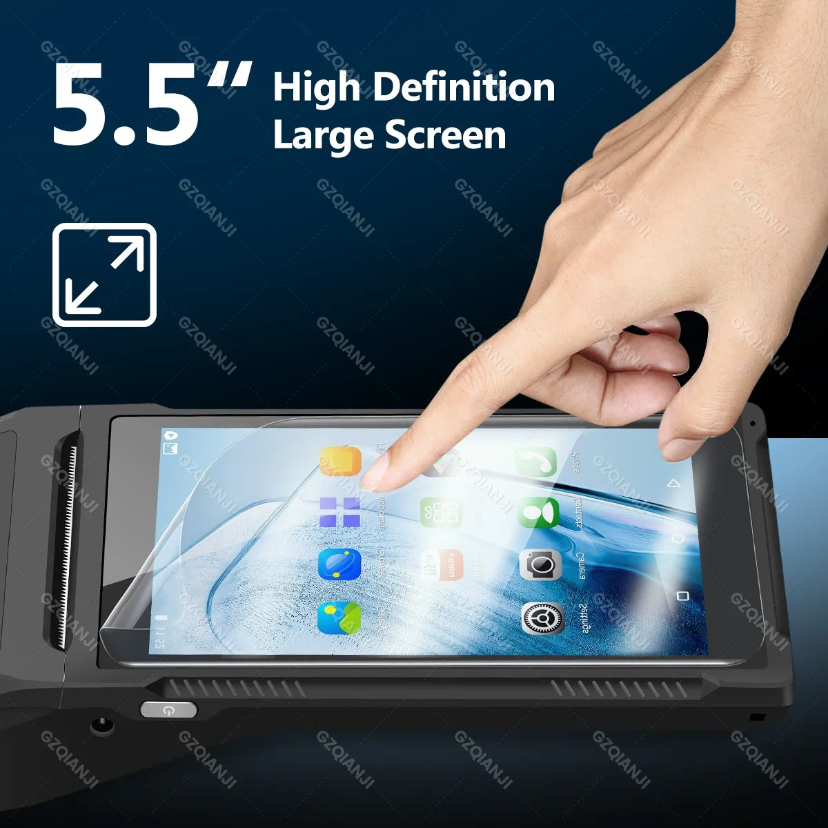 جهاز PDA أسود محمول باليد POS ، شاشة تعمل باللمس ، يدعم 3G ، WiFi ، BT ، USB ، بلوتوث ، Loyverse ، طابعة طرفية 58