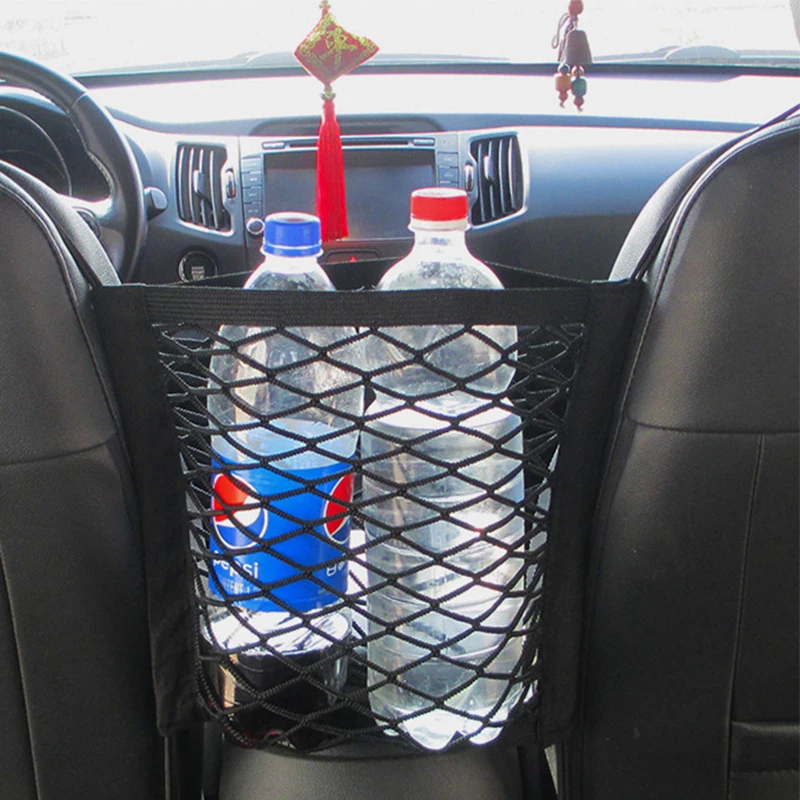 2023 New Good 3-Layer Car Storage Net Bag Between Seats Car Divider Pet Barrier Stretchable Elastic Mesh Bag Organizer Auto