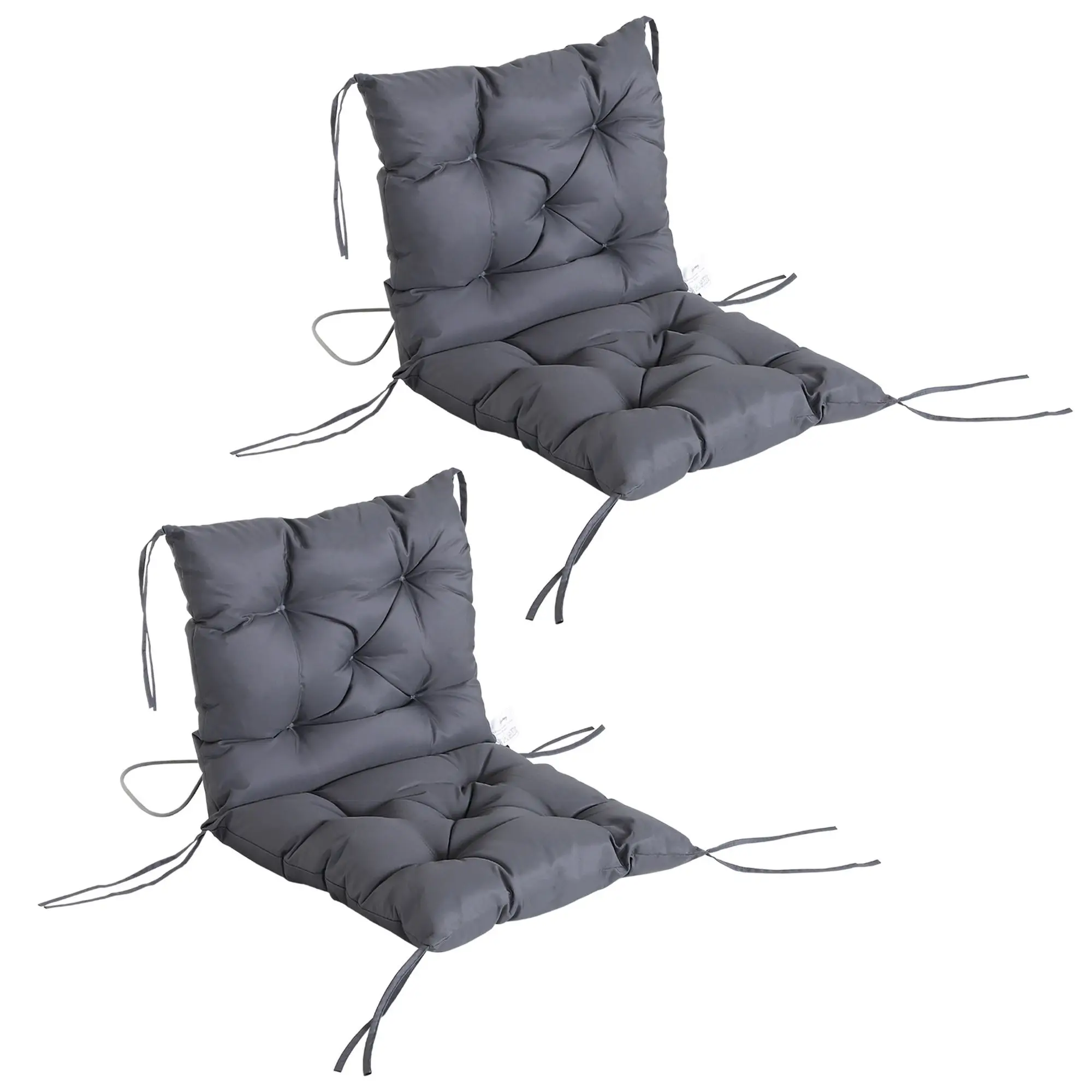 

For Patio Chair Cushions Set of 2, 39" x 20" x 3" Outdoor Tufted Cushion Set with Ties for Indoor Outdoor Garden Furniture, Dark