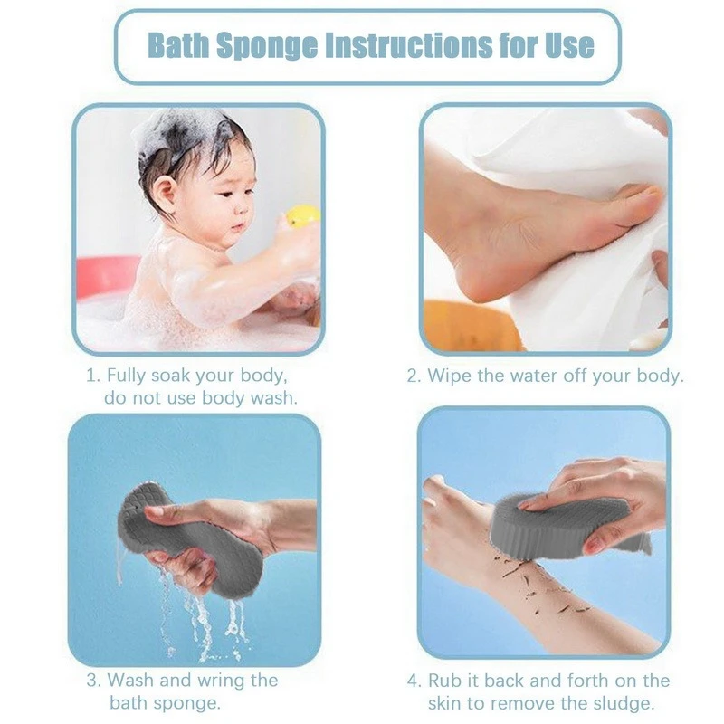 Soft Sponge Bath Exfoliator Bath Cottons Sponge Gray Soft Sponge Parts Bath Brush Body Skin Cleanser Remover Exfoliator