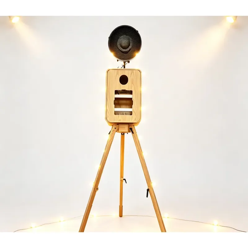 Customized High Quality Portable Compatible iPad Camera Vertical Single-sided Wooden Photo Booth for Friend Party view 2