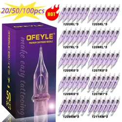 Ofeyle 20/50/100Pcs Gemengde Professionele Tattoo Cartridge Naalden Met Membraanveiligheidspatronen Wegwerp Tattoo Naald