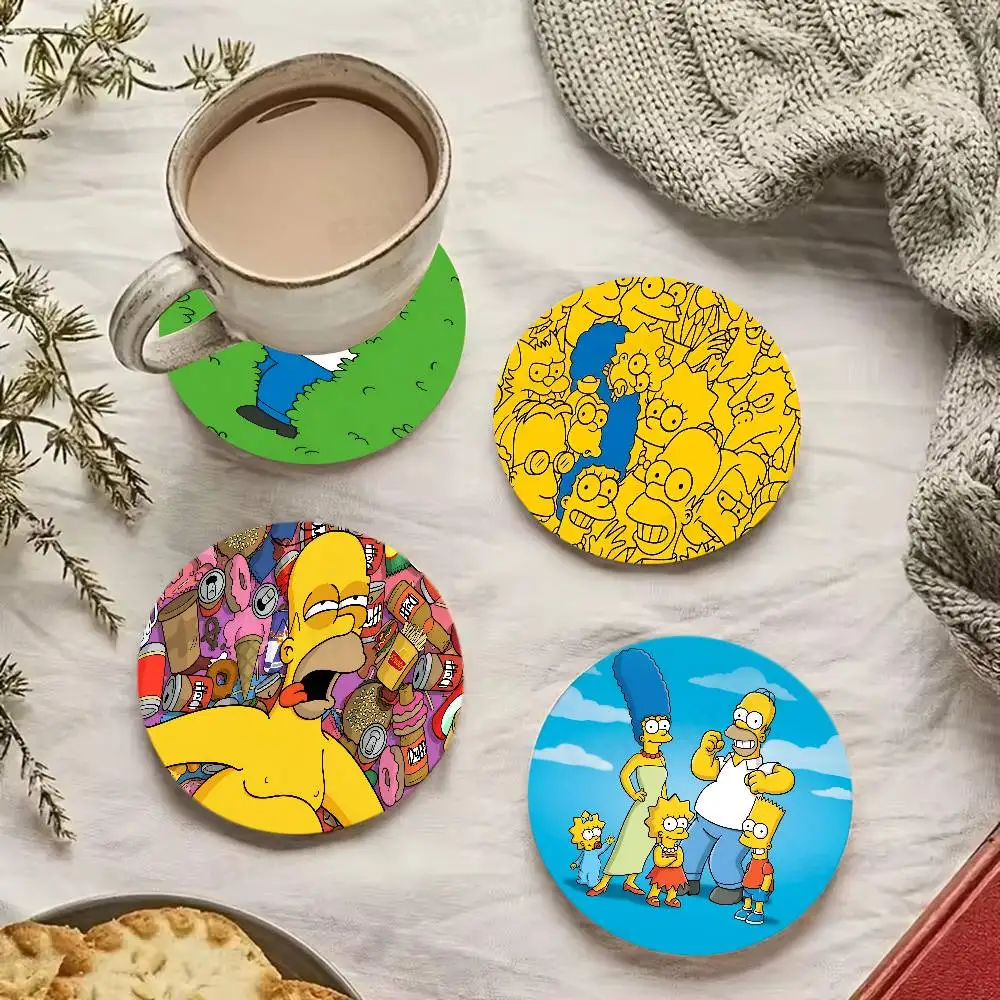 

Cartoon The S-Simpsons Wooden Coaster Colour Printing Cup Mat Home Desk Decoration Gifts