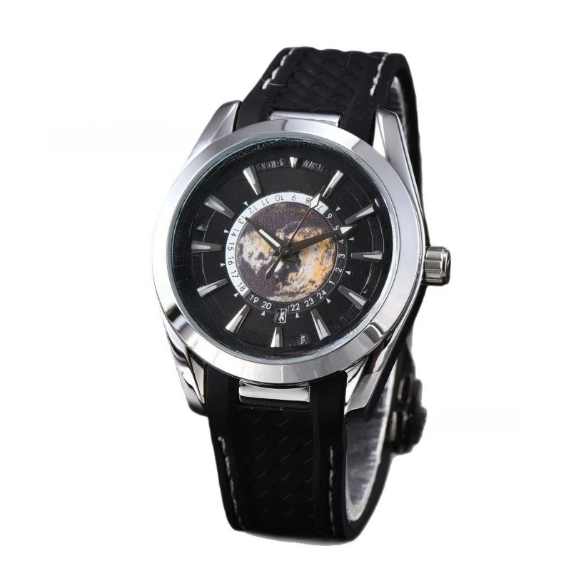 ساعة كوارتز رجالية فاخرة على الطراز الميكانيكي سوار فولاذي غير قابل للصدأ كريستال الياقوت مقاوم للماء 100 متر تقويم مضيء كرونوغراف