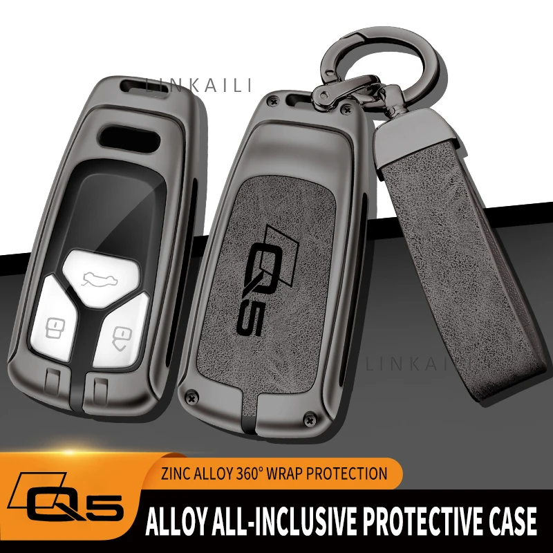 Funda de aleación para llave de coche, cubierta protectora para mando a distancia adecuada para Audi Q5 2018, 2019, 2020, 2021, accesorios personalizados