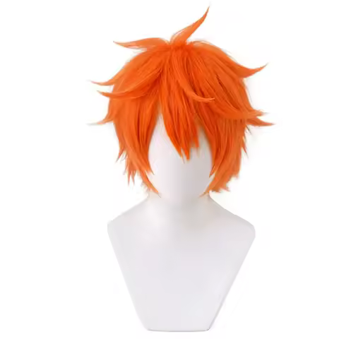 Soyusunny Haikyuu Hinata Shoyo Cosplay Wig Short Orange Costume Halloween Wigs for Men Boys Anime Party