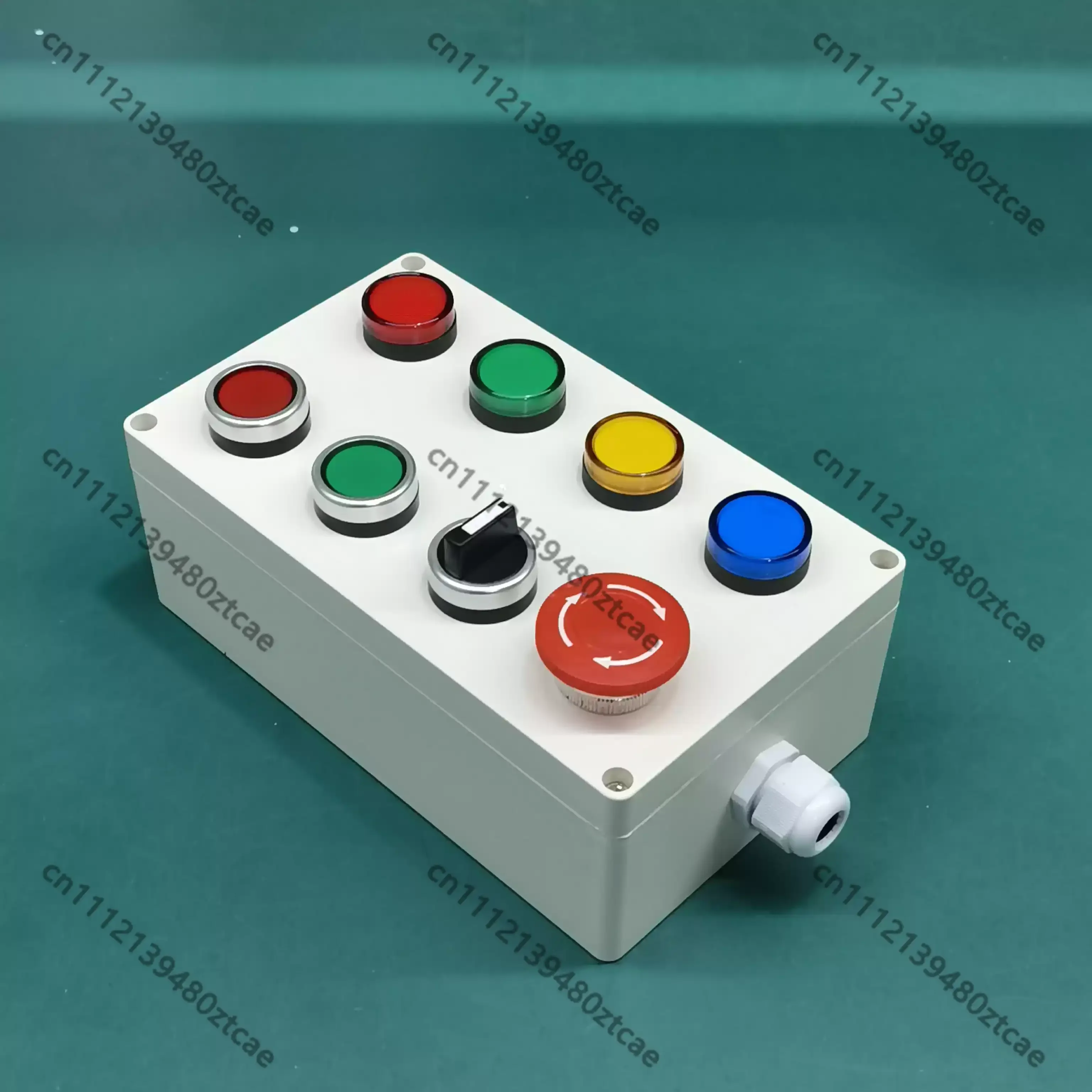 PLC Debug Push Button Control Box with Perforated Wiring Plate, Switch Enclosure for Electrician Practical Training