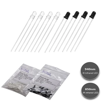 3Mm Ir Leds Emitting Diode F3mm 850nm 940nm 2pin Infrarood Emitter En Ir Ontvanger Diode Fototransistor Fotodiode Onzichtbare Diy