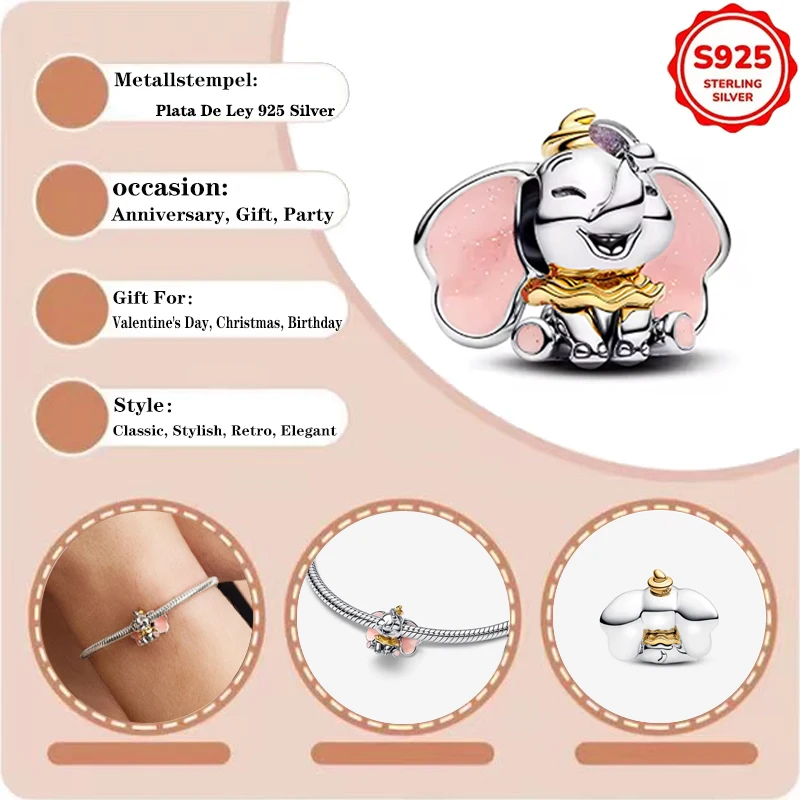 

Новинка в горячих серебряных подвесок Disney Dumbo 925, бусины, оригинальные женские браслеты, ювелирные изделия «сделай сам», кулон, подарок на Хэллоуин
