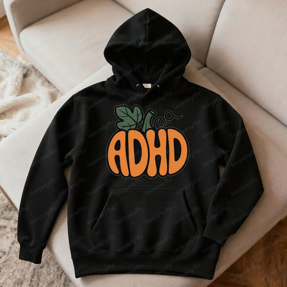 ADHD اليقطين هوديس الخريف التنوع العصبي القمم الخريف هالوين الشكر العصبية العصابات الجرافيك بلوزات لي المرأة هوديي