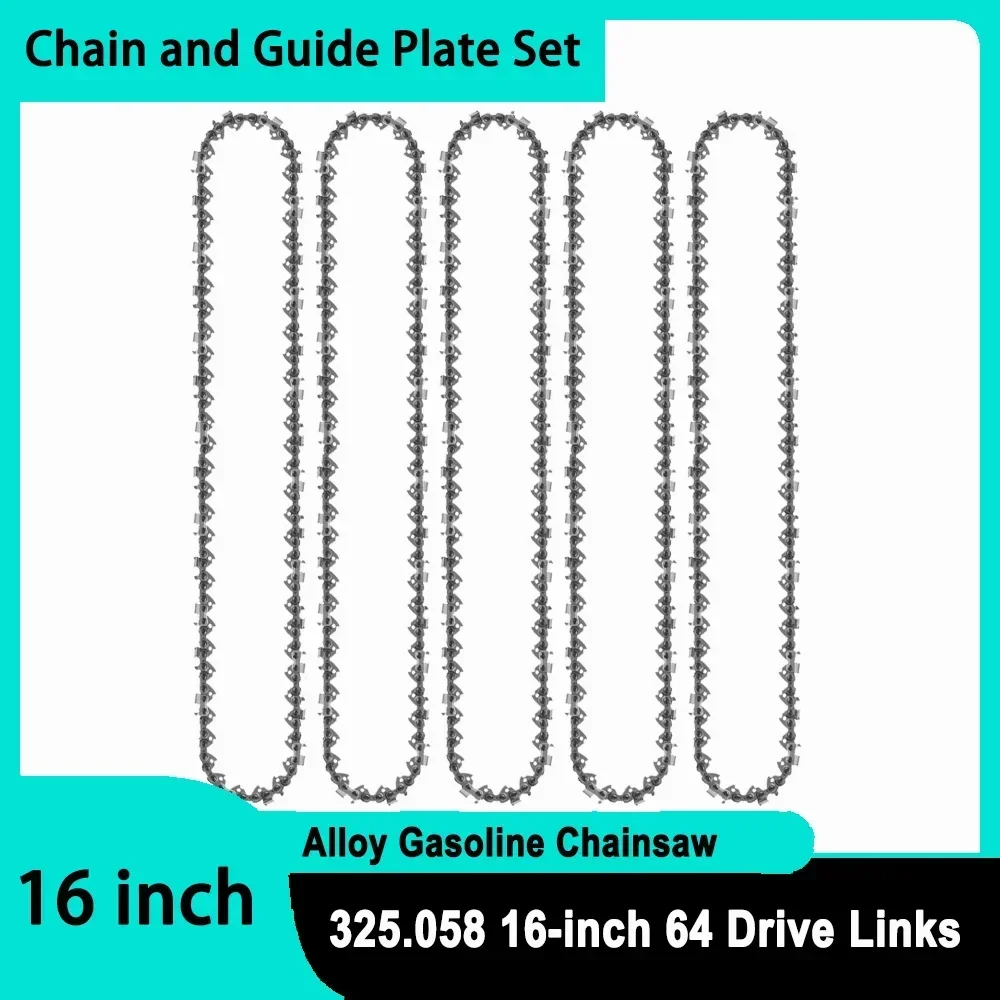 

16-inch Gas Chainsaw w/ 64 DL Chain 0.325" Pitch 0.058" Guide Wear-resistant Alloy Rounded Teeth 16 inch Gasoline Chain Saw