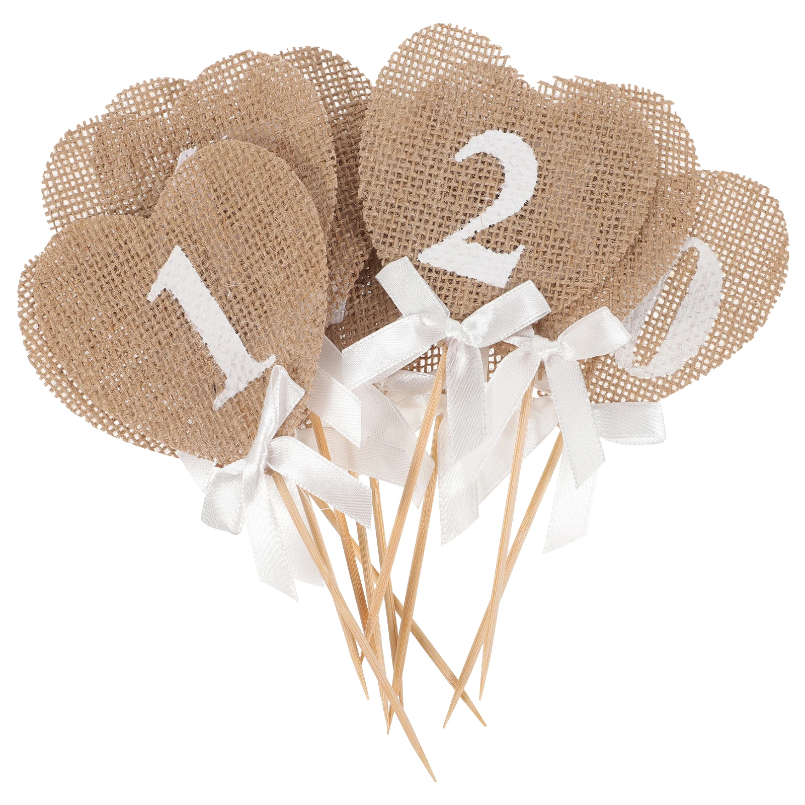 

10pcs Rustic Burlap 1-10 Wedding Party Cards Number 1-10 Decor Hessian Burlap Banners Hessian Banners Brown 18x8 5cm Vintage