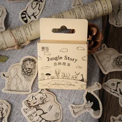 46Pcs Vintage Forest Stories Boxed Stickers Decorative Scrapbooking Retro Animals Label Diary Album Phone Journal Planner