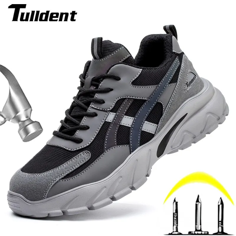 Man Safety Shoes Puncture-Proof Work Sneakers Lightweight Work Shoes Men Steel Toe Shoes Safety Boots Indestructible Shoes