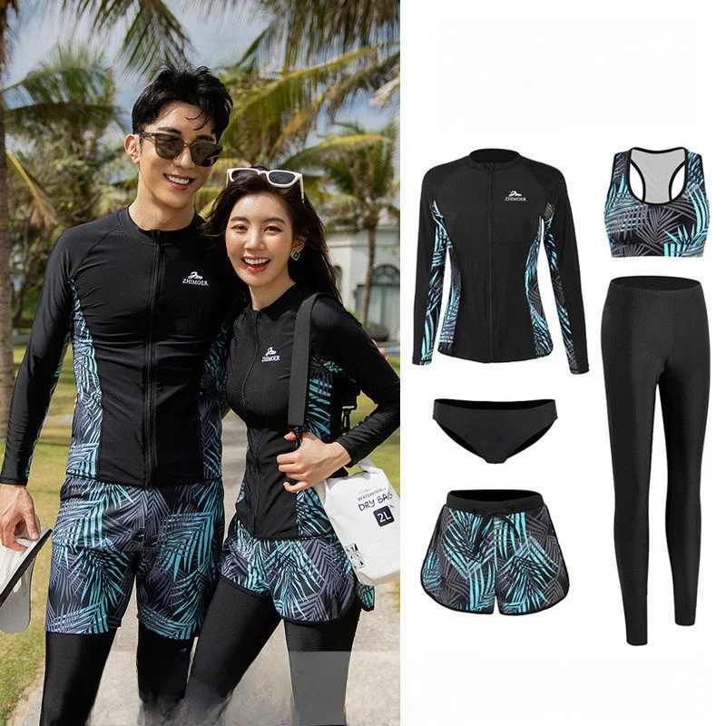 

Гидрокостюм для дайвинга с длинными рукавами и молнией, раздельный комплект для пар, для снорклинга, мужской и женский, из нейлона, снаряжение для дайвинга