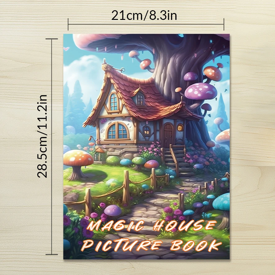 Magic House Adult Coloring Book - 8.3x 11.2 Inch 32 Page Coloring Book - Helps Reduce Stress and Ease Emotions