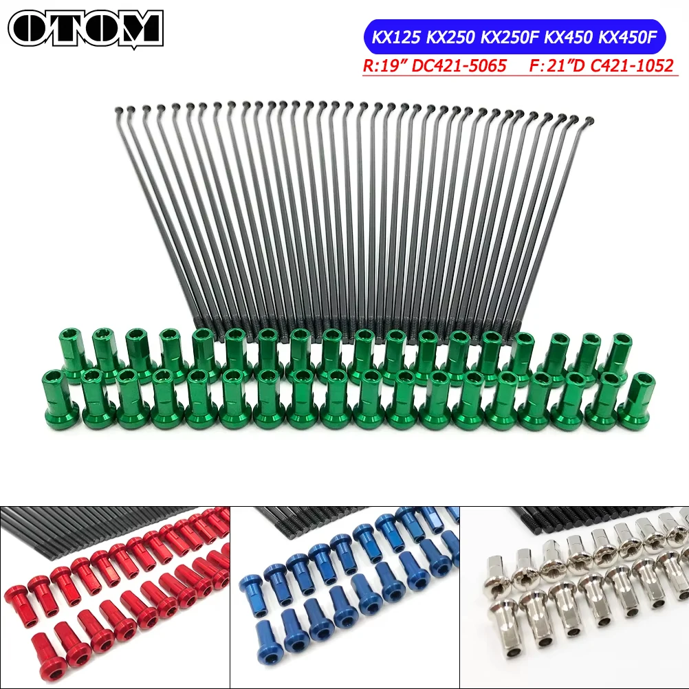 

OTOM колесные спицы для мотоцикла KAWASAKI KXF KX 250 450, 21 дюйм, передние 19 дюймов, задние ниппели из нержавеющей стали, алюминиевый сплав, 36 шт.