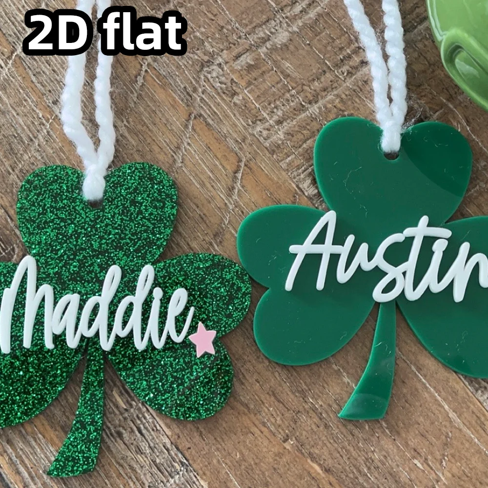 1PC Personalized Shamrock Clover Tag, St. Patrick’s Day Name Tag for Bags or Baskets, Custom Holiday Gift Tag