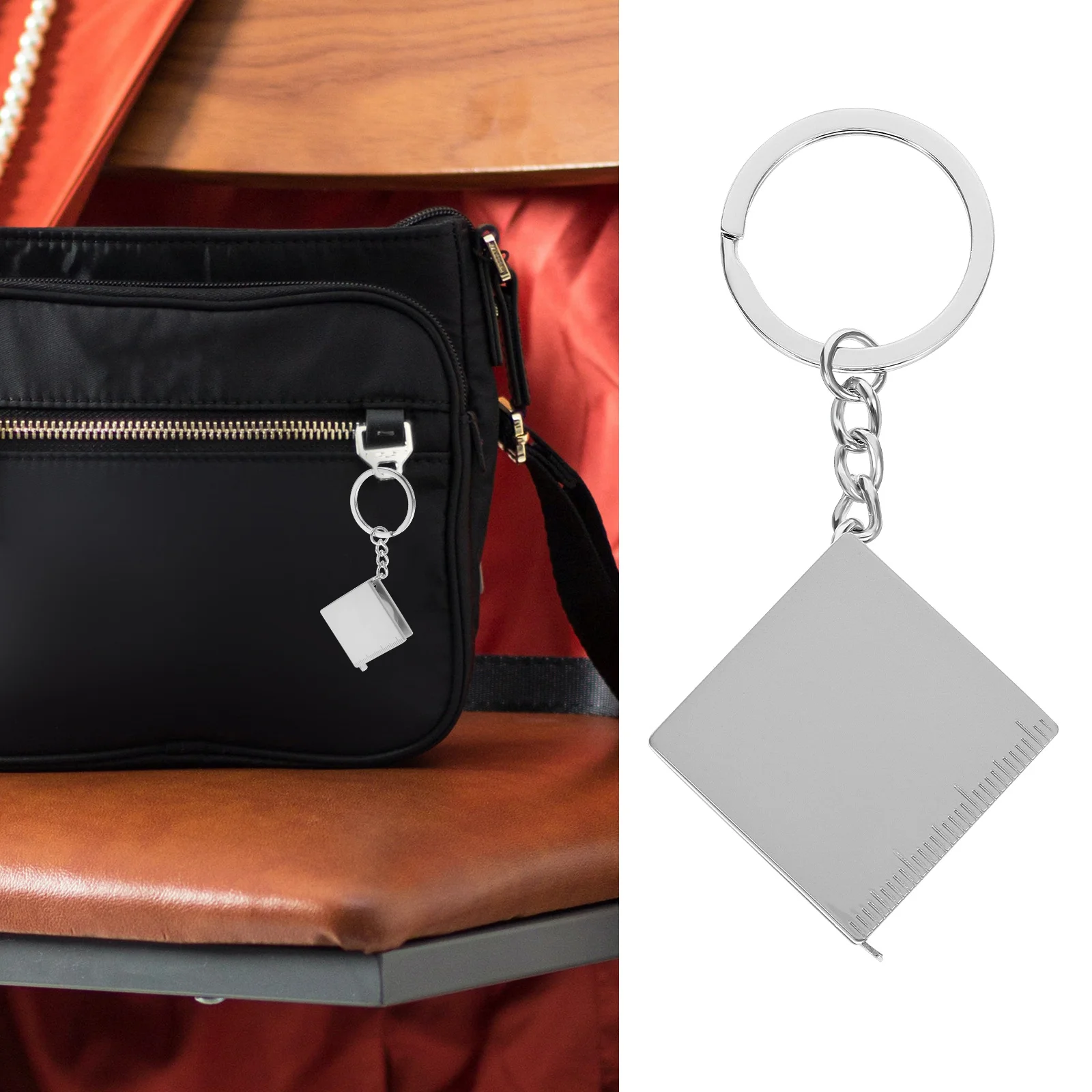 

2Pcs Retractable Tape Measure Keychain Clear Scale Markings Locking Mechanism Measuring Tool Mini Tape Measure