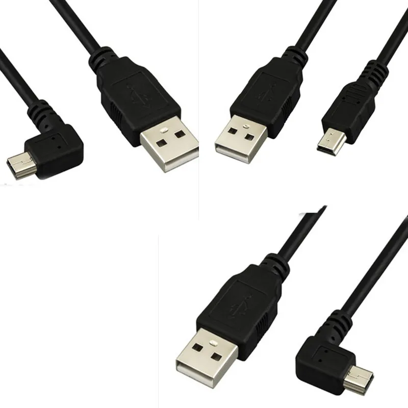 USB 2.0 Male to Mini USB B Type 5pin 90 Degree Up & Down & Left & Right Angled Male Data Cable 0.25m/0.5m/1.8m/5m