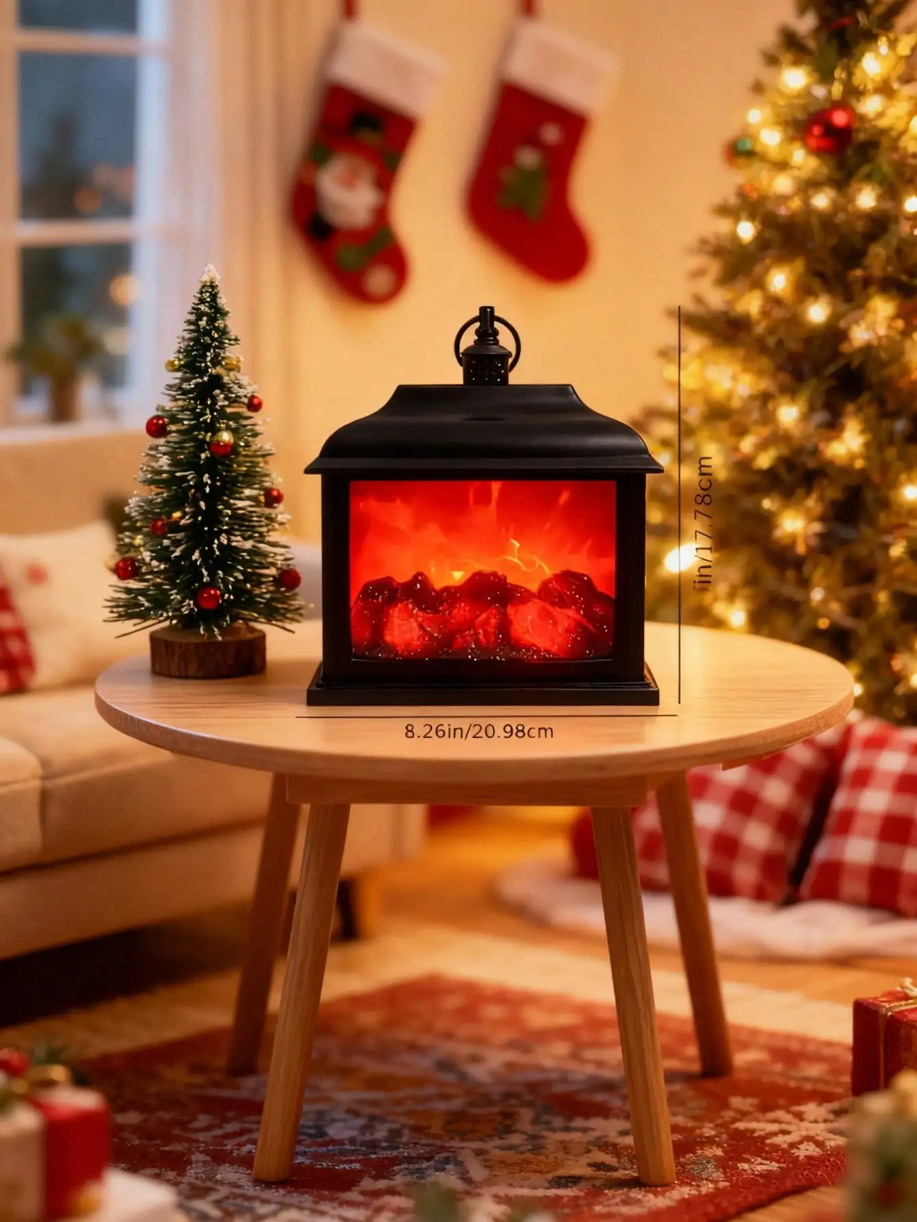 Simulated Flameless Fireplace Light - USB/Battery, Realistic Red Flame, LED Ambient Light for Halloween/Xmas/Living Room/Patio,