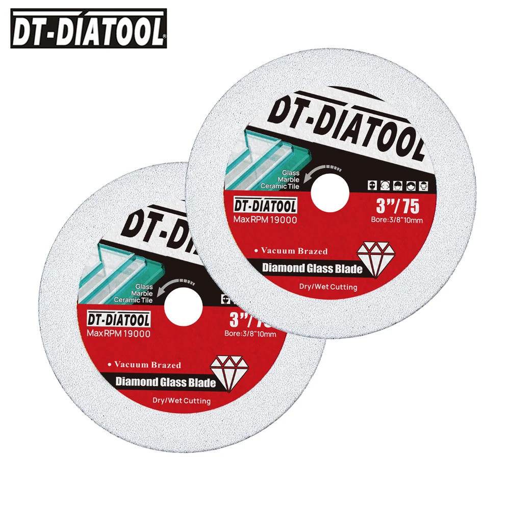 

DT-Diatool 3inch 75mm Diamond Glass Saw Blade Tile Cutting Disc Marble Crystal Jade Circular Cutting Disc Wine Bottle Grinding