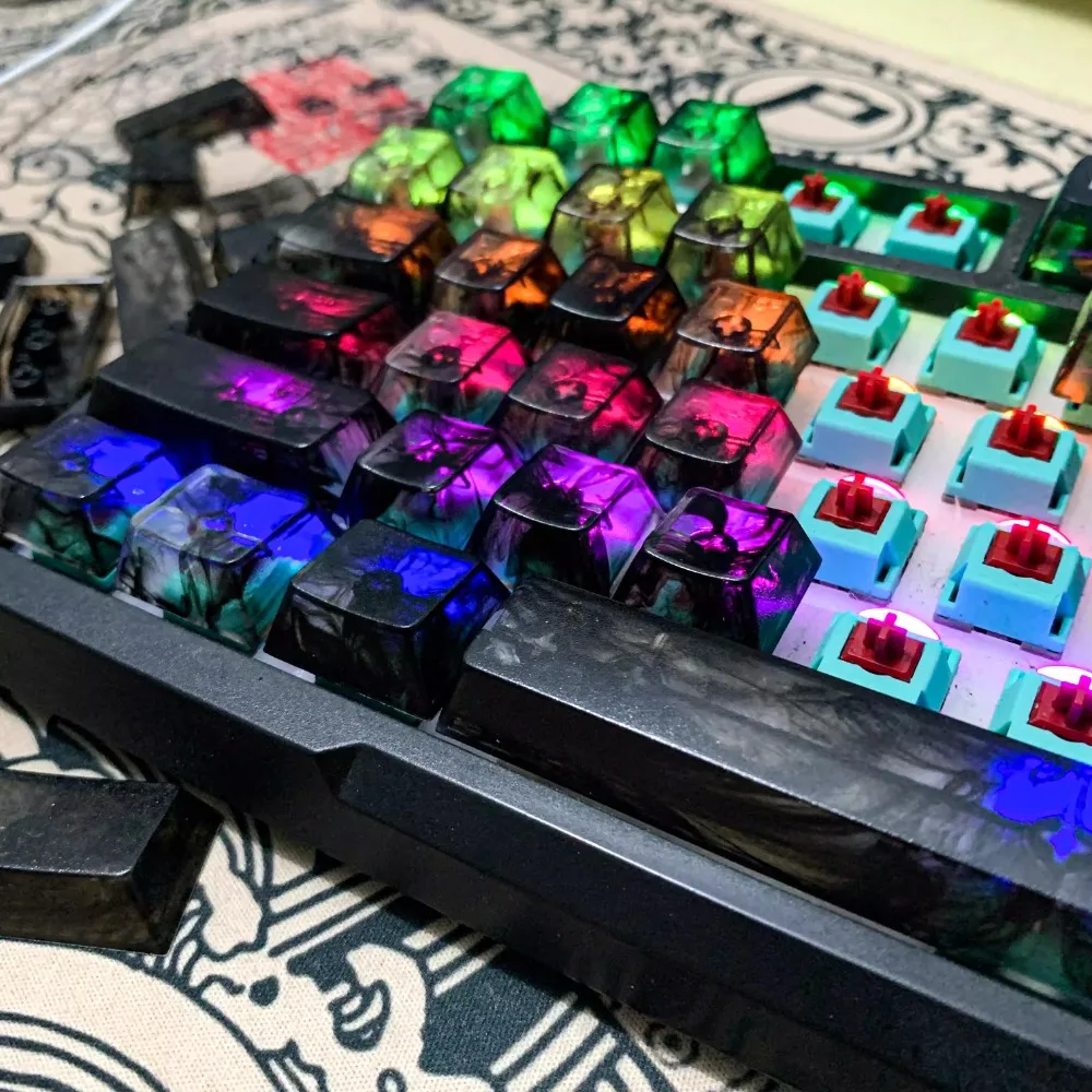 Pigment Infection Keycap Set PC Custom Translucent Frosted Keyboard Cap Cherry Profile Gaming KeyCap for Mechanical Keyboard