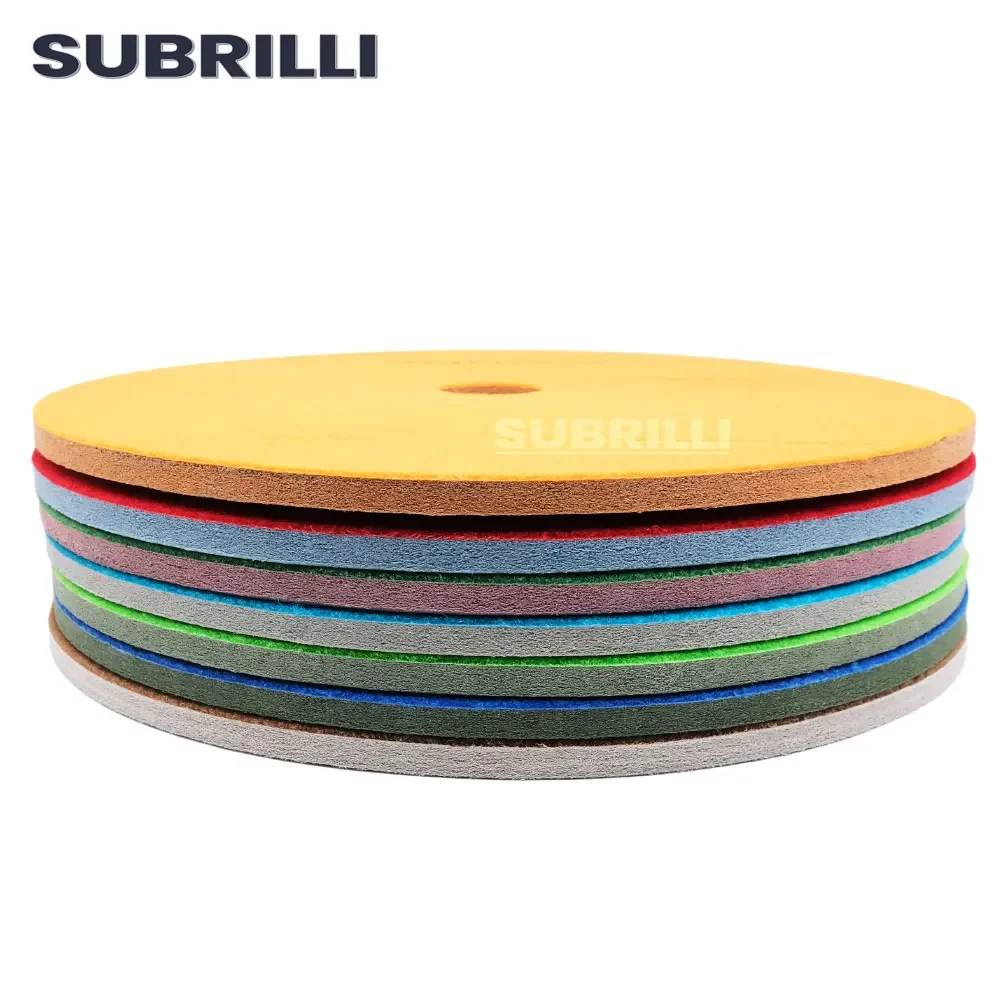 SUBRILLI 17 Inch Diamond Polishing Pads Sponge Disc For Stone Marble Granite Sanding Pads 7pieces/Set Buffing Wheel 450mm