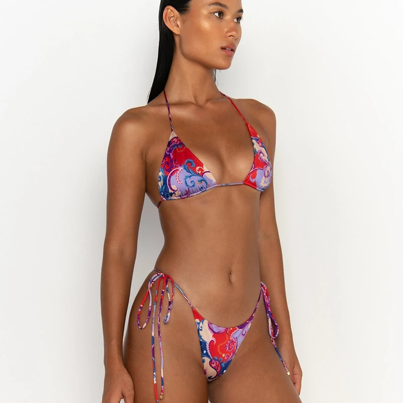 

2024, роскошный брендовый женский комплект бикини, красочный цветочный принт, пляжный сексуальный купальник, модный дизайн, микро-бикини, пуш-ап, купальный костюм