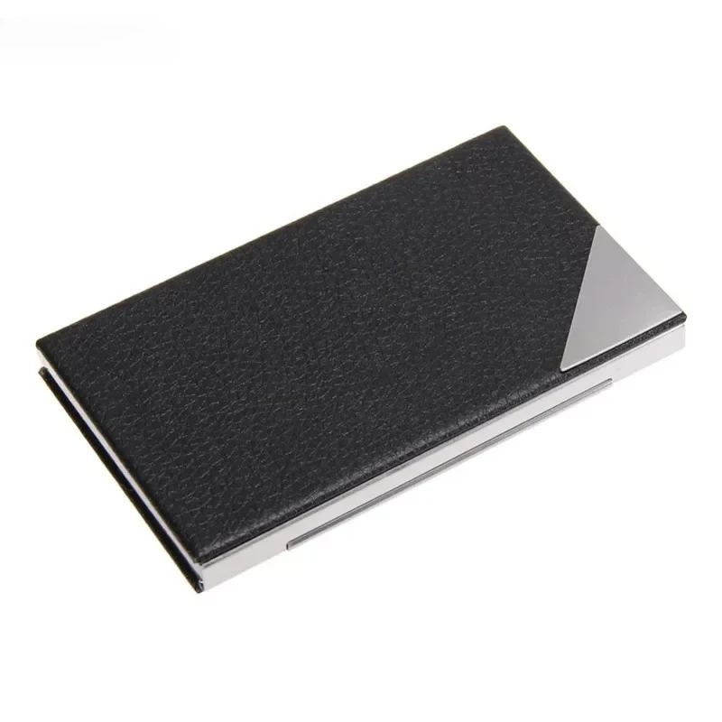 Leather+Stainless Steel Men Credit Card Holders Business ID Card Storage Case Card Holder Wallets